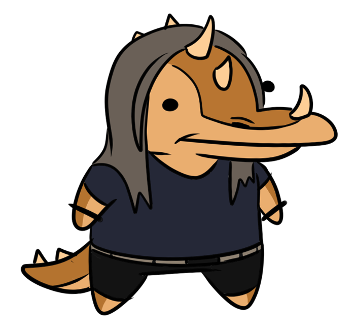 alpha_channel anthro bottomwear chibi clothed clothing colored dinosaur hair horn male nathan_(gvh) nrool pants reptile scalie shirt simple_background snoot_game solo spiked_tail spikes spikes_(anatomy) tail topwear transparent_background wristband