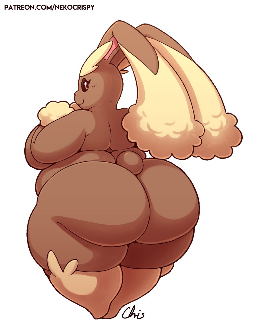 anthro belly big_belly big_butt big_ears bottom_heavy breasts brown_body brown_fur butt female fur generation_4_pokemon huge_butt huge_thighs lagomorph looking_at_viewer lopunny love_handles mammal morbidly_obese morbidly_obese_anthro morbidly_obese_female nekocrispy nintendo nude obese obese_anthro obese_female overweight overweight_anthro overweight_female pear-shaped_figure pinup pokemon pokemon_(species) pose rear_view side_boob smile solo tail_nub thick_thighs wide_hips