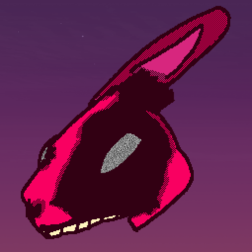 2023 ambiguous_gender anonymous_artist burn_scar disembodied_head fur gradient_background hare jawless lagomorph leporid mammal missing_ear red_body red_fur scar simple_background solo static yellow_teeth