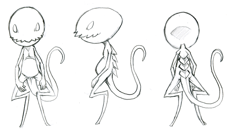 alien anthro ayato back_scales black_and_white long_tail lupine_and_scott male monochrome scales scott_(ayato) simple_background sketch small_feet smile solo tail white_background