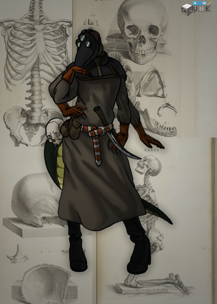 animal_humanoid black_body clothing drqube female gloves gynomorph handwear humanoid ineffective_armour ineffective_clothing intersex intersex/female knife lizard mask plague_doctor reptile reptile_humanoid robe scales scalie scalie_humanoid tail yellow_body yellow_scales