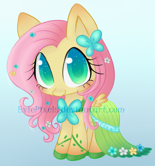 2012 accessory blue_background blue_eyes butterfly_accessory chibi clothed clothing dress equid equine eviepixels female feral flower flower_in_hair fluttershy_(mlp) footwear friendship_is_magic full-length_portrait gradient_eyes green_eyes hair hair_accessory hasbro hooves horse huge_eyes long_mane mammal mane mouth_closed my_little_pony pegasus pink_mane plant pony portrait quadruped simple_background solo standing starry_eyes text three-quarter_view url wings