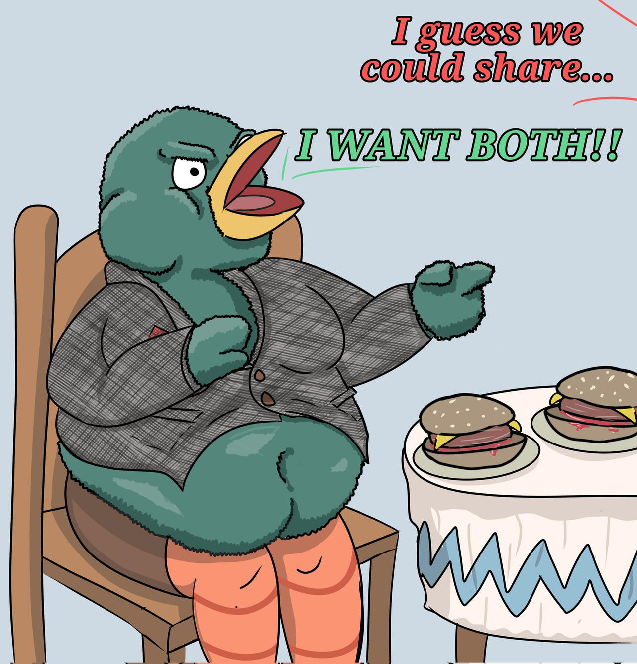 anatid anseriform anthro avian bauchie belly bird don't_hug_me_i'm_scared duck duck_guy_(dhmis) hi_res humanoid male morbidly_obese morbidly_obese_anthro morbidly_obese_male obese obese_anthro obese_male overweight overweight_anthro overweight_male solo weight_gain