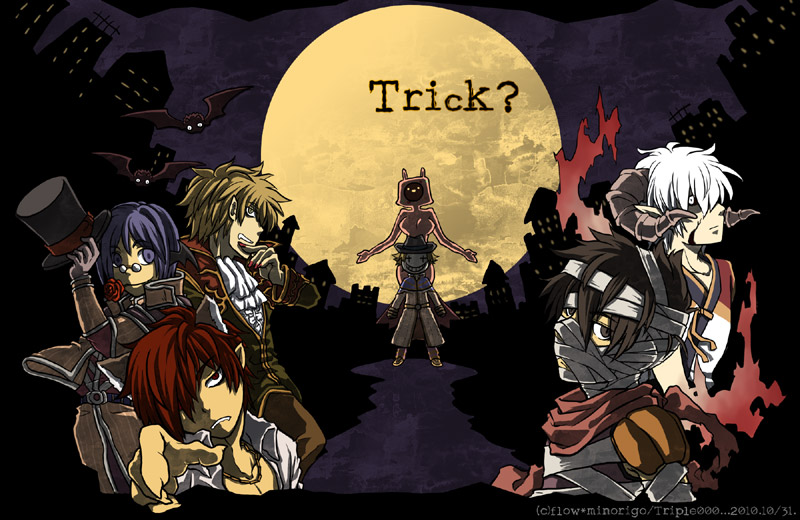 6+boys alchemist_(ragnarok_online) animal_ears armor ascot assassin_(ragnarok_online) bandages bat_(animal) bat_wings black_coat black_sclera black_wings blacksmith_(ragnarok_online) blue_cape bright_pupils brown_cape brown_coat brown_eyes brown_gloves brown_hair brown_horns brown_pants cape cat_ears clenched_teeth closed_mouth coat collared_shirt colored_sclera commentary_request flower flower_in_mouth gloves goblin_mask hair_between_eyes halloween head_wings horns long_bangs long_sleeves looking_at_viewer male_focus masked medium_bangs minorigo_flow multiple_boys pants pauldrons pince-nez pointy_ears priest_(ragnarok_online) purple_eyes purple_hair purple_shirt ragnarok_online red_cape red_coat red_eyes red_flower red_hair red_rose rose sage_(ragnarok_online) scarf shirt short_hair shoulder_armor smile taekwon_(ragnarok_online) teeth torn_scarf trick_or_treat two-sided_cape two-sided_fabric two-tone_coat upper_body vanilmirth_(ragnarok_online) waist_cape white_ascot white_eyes white_hair white_shirt wings