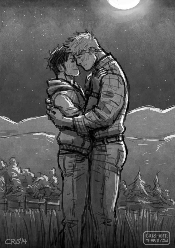 2boys bad_id bad_tumblr_id bara blush closed_eyes collared_shirt couple cris_art denim feet_out_of_frame forest from_side full_moon furrowed_brow grass greyscale hands_on_another's_back hands_on_another's_shoulders happy hood hoodie hug hulkling imminent_kiss jeans long_sideburns male_focus marvel monochrome moon moonlight multiple_boys nature outdoors pants shirt short_hair sideburns sketch smile standing thick_eyebrows wiccan yaoi
