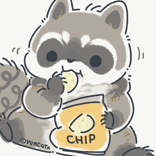 1:1 2023 black_eyes black_nose chips_(food) dot_eyes eating feral food grey_body mammal procyonid raccoon sitting solo yencatx