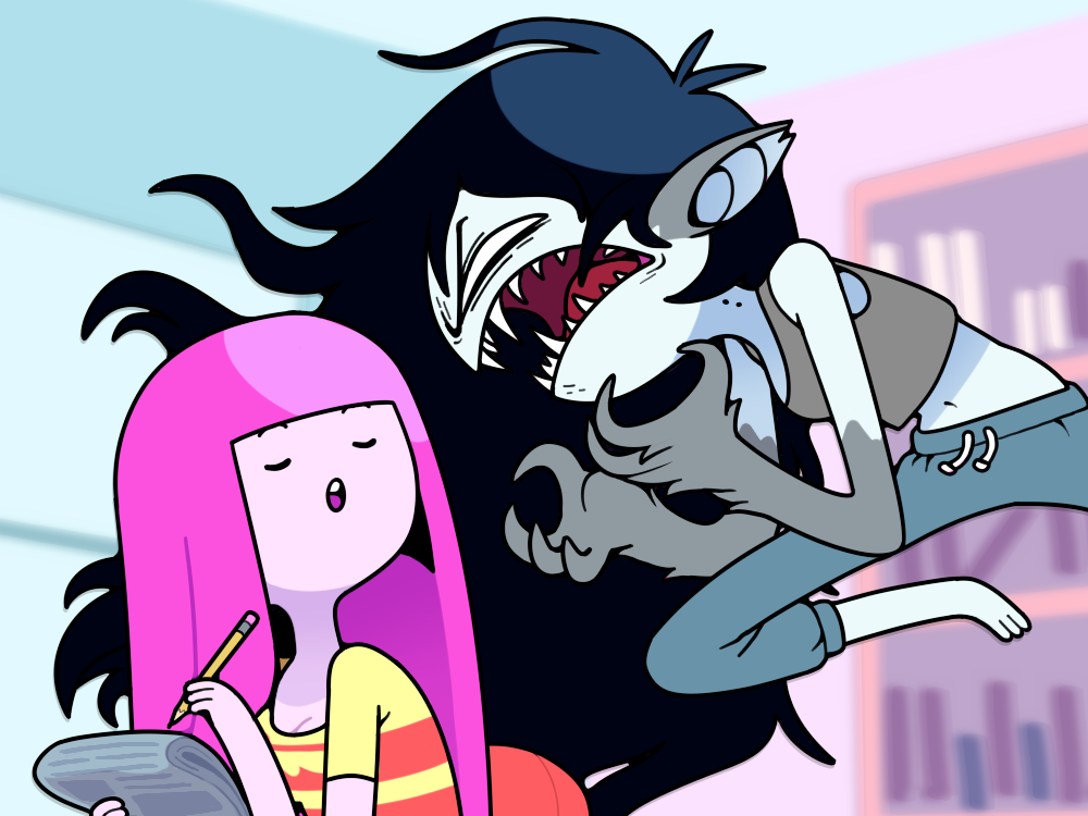 2023 adventure_time angry animal_humanoid argument bat bat_humanoid black_hair candy candy_humanoid candy_people_(at) cartoon_network dessert discount-supervillain duo female food food_creature food_humanoid fur grey_body grey_fur grey_skin hair humanoid living_candy mammal mammal_humanoid marceline_abadeer mid_transformation midriff pink_body pink_hair pink_skin princess_bubblegum sharp_teeth sweatpants teeth vampire