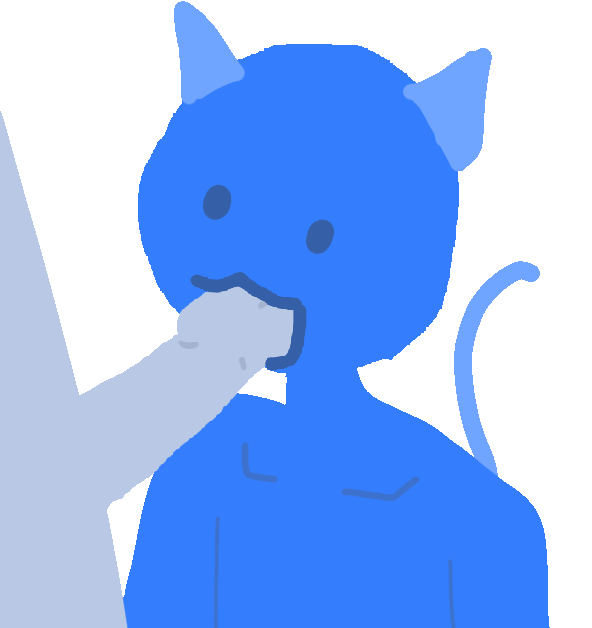 animated blue_body catboy duo genitals kevicraft male male/male nude penis simple_background smile solo sucking sucking_penis