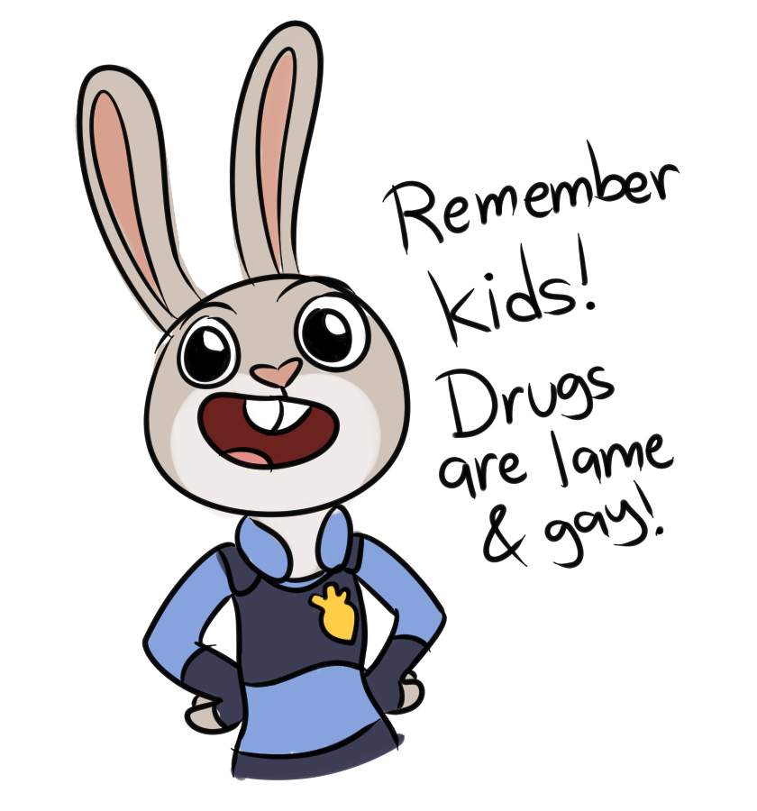 anthro buckteeth clothing dialogue disney ears_up english_text female humantrashmachine judy_hopps lagomorph leporid looking_at_viewer mammal police_badge police_uniform rabbit simple_background solo teeth text uniform white_background zootopia