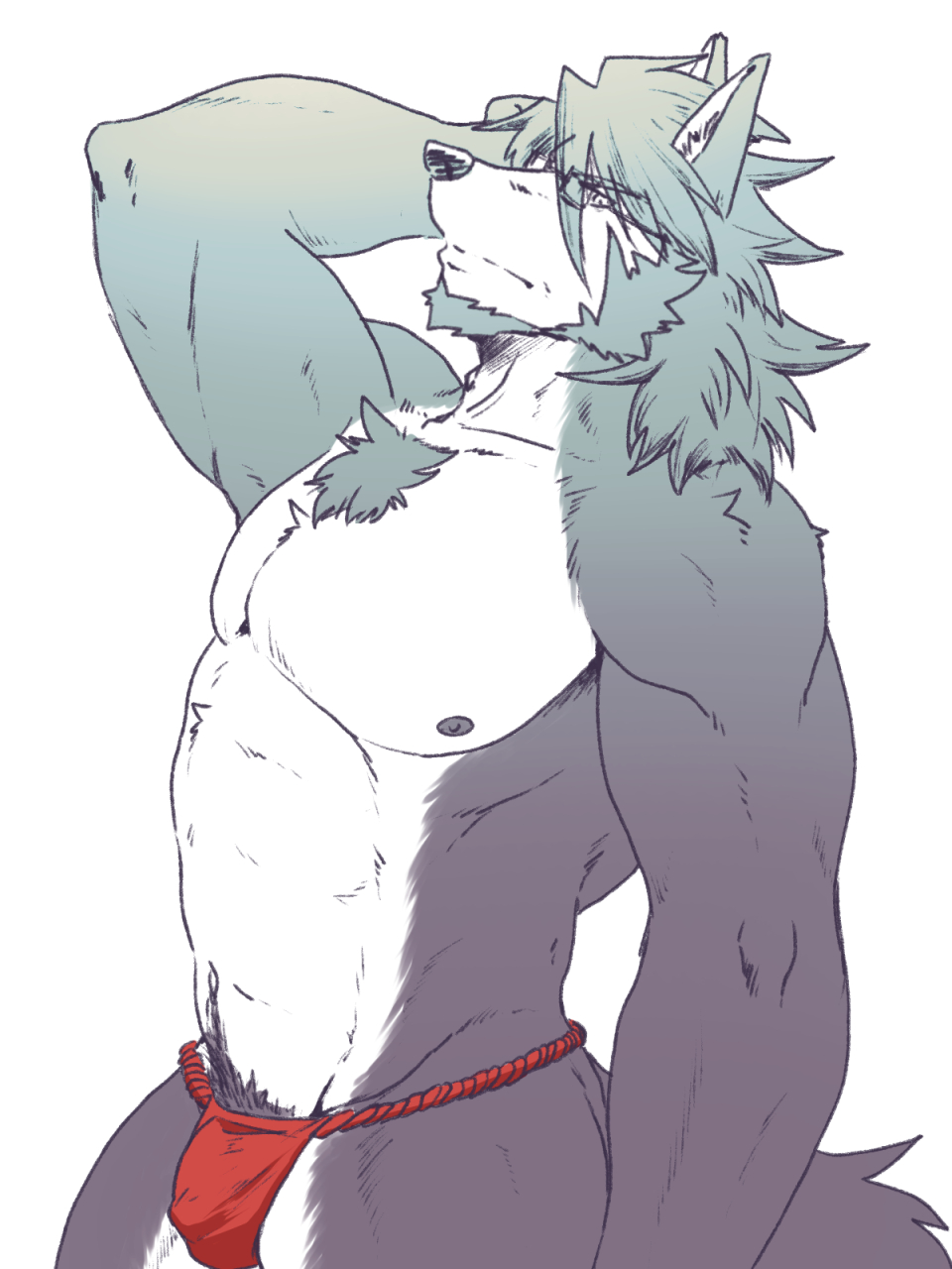 2023 abs anthro asian_clothing black_nose body_hair canid canine canis chest_tuft clothed clothing colored countershade_face countershade_legs countershade_torso countershading domestic_dog east_asian_clothing facial_hair fundoshi fundoshi's_day fundoshi_only fur goatee grey_body grey_facial_hair grey_fur grey_hair grey_nipples hair hand_behind_head happy_trail hi_res husky japanese_clothing long_hair looking_up male mammal mature_anthro mature_male mitsuhisa_aotsuki morenatsu muscular muscular_anthro muscular_male navel nipples nordic_sled_dog pecs pubes red_clothing red_fundoshi red_underwear run_aki sideburns simple_background solo spitz tuft underwear underwear_only white_background white_body white_countershading white_fur