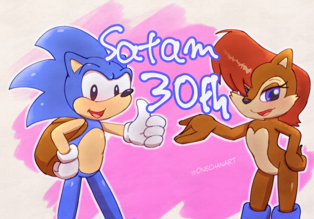 archie_comics clothing duo english_text female gesture gloves gloves_only hair handwear handwear_only male male/female mostly_nude onechan red_hair sally_acorn sega simple_background sonic_the_hedgehog sonic_the_hedgehog_(archie) sonic_the_hedgehog_(comics) sonic_the_hedgehog_(series) text thumbs_up