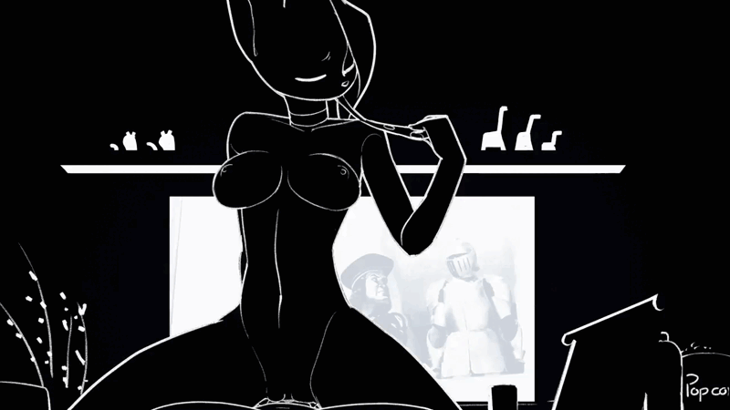 2023 animated anthro black_and_white black_body black_fur bouncing_breasts breasts collar detailed_background domestic_cat dreamworks duo eating eating_during_sex eyes_closed felid feline felis feliscede female female_focus female_on_top female_penetrated food fur lord_farquaad male male/female mammal monochrome nude on_top penetration pizza_slice popcorn shrek_(series) television vaginal vaginal_penetration void_(feliscede)
