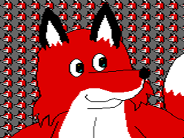 anthro canid canine digital_media_(artwork) fox fur hair joe_ekaitis male mammal pattern_background red_hair simple_background smile solo t.h.e._fox tail thaddeus_horatio_eberhard