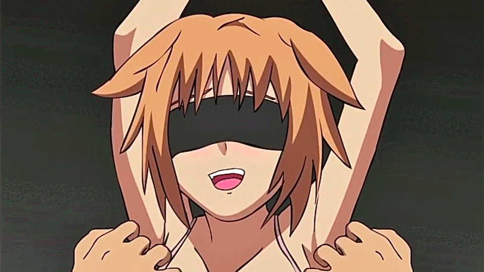 1girl animated animated_gif armpit_tickling black_blindfold blindfold non-web_source restrained seikon_no_qwaser teresa_beria tickle_torture tickling
