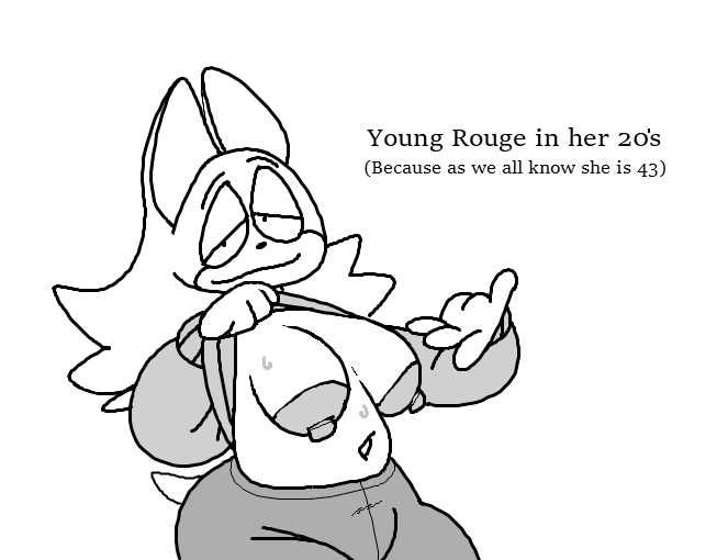 anthro areola big_areola bodily_fluids breasts clothed clothing clothing_lift ears_up english_text female flashing hair long_hair navel rouge_the_bat sagging_breasts sega shirt shirt_lift smile solo sonic_the_hedgehog_(series) sweat sweatpants sweatshirt tail text topwear willowghoul