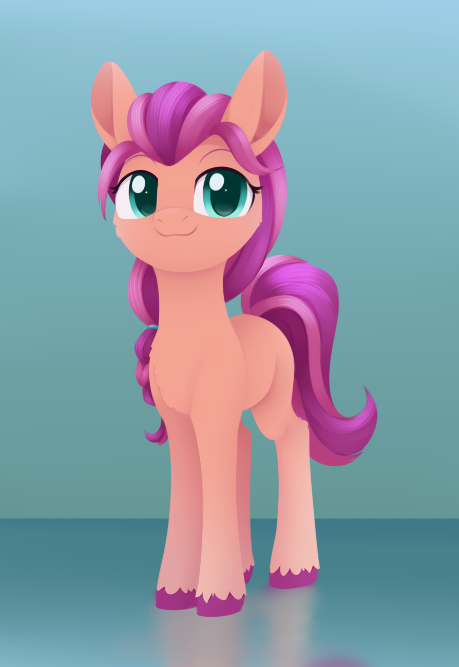 2021 accessory braided_hair digital_media_(artwork) dusthiel earth_pony equid equine eyelashes female feral fetlocks fur green_eyes hair hair_accessory hasbro hi_res hooves horse looking_at_viewer mammal mlp_g5 my_little_pony orange_body orange_fur pink_hair pink_tail pony purple_hooves smile solo sunny_starscout_(mlp) tail