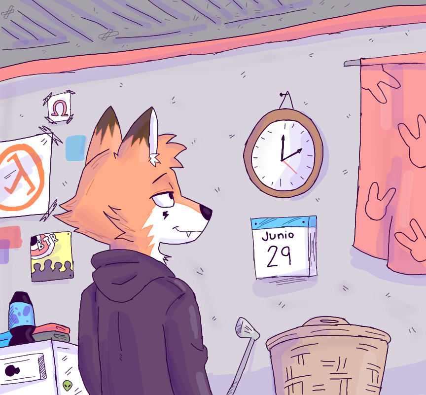 age_difference animal_humanoid anthro calendar canid canid_humanoid canine canine_humanoid dark_sweater fangs fox fox_ears fox_humanoid fur humanoid littlefox_24-7 male mammal mammal_humanoid orange_body orange_fur poster solo teeth younger_male