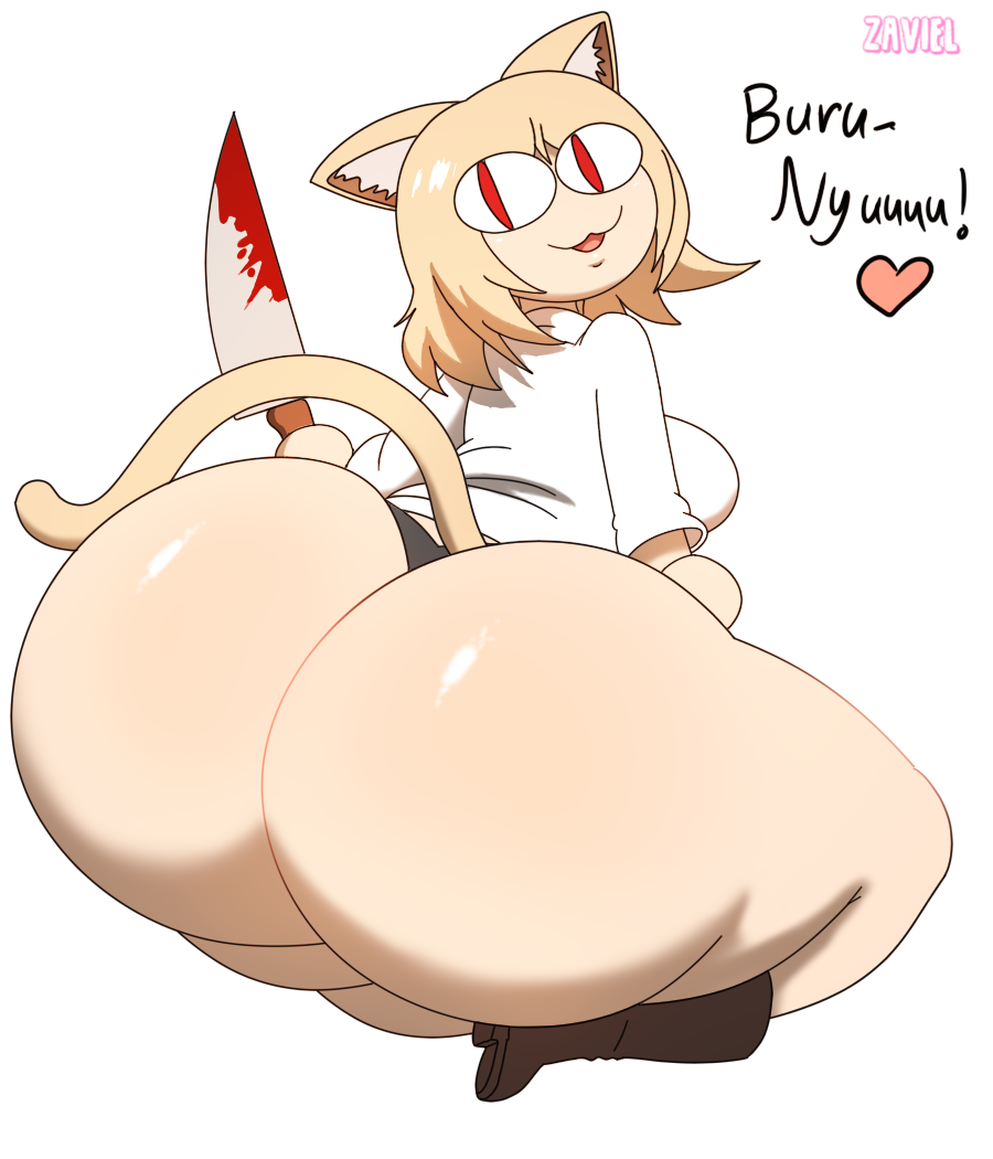 animal_humanoid anthro big_butt blood blood_on_knife bodily_fluids bottomless breasts butt cat_humanoid clothed clothing felid felid_humanoid feline feline_humanoid female humanoid knife mammal mammal_humanoid neco-arc simple_background smile solo thong tsukihime type-moon underwear zaviel