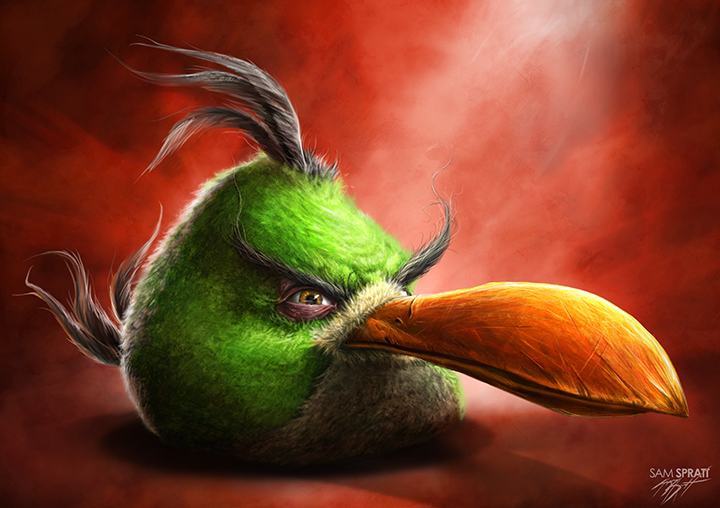 angry angry_birds avian beak bird feathers feral goes_hard green_body green_feathers hal_(angry_birds) long_beak male meme realistic realistic_feral sam_spratt solo