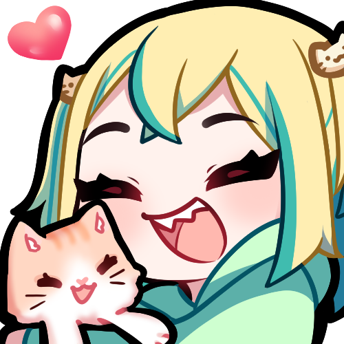 1girl :d amano_pikamee animal artist_request blonde_hair cat crossed_bangs english_commentary eyelashes green_hair green_hoodie hair_between_eyes heart holding holding_animal holding_cat hood hood_down hoodie lowres mixed-language_commentary multicolored_hair official_art sharp_teeth smile teeth transparent_background two-tone_hair two_side_up upper_body upper_teeth_only virtual_youtuber voms