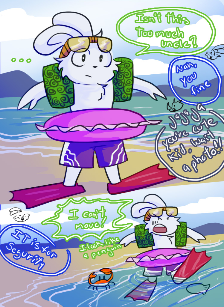 arthropod beach crab crustacean decapoda dialogue humor jotaro_usagi lagomorph leporid malacostracan mammal marine miyamoto_usagi murakami_gennosuke rabbit sand seaside ssminos usagi_yojimbo water