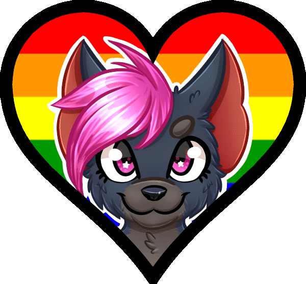&lt;3 alpha_channel ambiguous_gender animated anthro blinking fur grey_body grey_fur hair lgbt_pride pink_hair pride_colors rainbow_flag rainbow_pride_colors rainbow_pride_flag rainbow_symbol scarletgamerartist solo