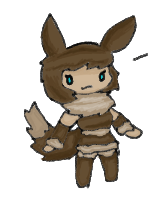 anthro blue_eyes brown_body brown_fur brown_hair clothed clothing eeevveee eevee female fluffy_chest fully_clothed fur generation_1_pokemon hair human mammal nintendo pokemon pokemon_(species) solo tail