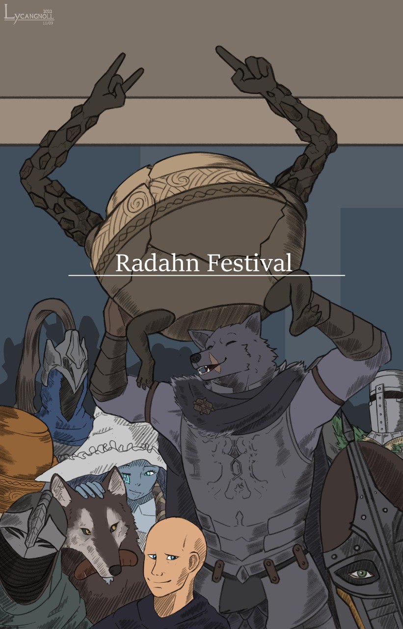 2023 adricovy animate_inanimate anthro armor artorias_the_abysswalker bald bethesda_softworks biped blaidd_(elden_ring) blue_body breastplate canid canine canis carrying_another cloak clothing devil_horns_(gesture) digital_media_(artwork) doll elden_ring english_text eyes_closed facial_scar female feral food food_in_mouth fromsoftware fur gesture great_grey_wolf_sif grey_body grey_fur group hand_on_head headgear helmet hi_res human humor inside iron_fist_alexander let_me_solo_her_(klein_tsuboi) light_body light_skin living_doll living_jar looking_at_viewer male mammal meat meme patches_the_hyena ranni_the_witch sausage scar skyrim smile solaire_of_astora tarnished_(elden_ring) tassets text the_elder_scrolls white_body white_fur wolf