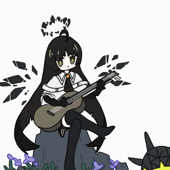 1girl acid_originium_slug_(arknights) ahoge animated animated_gif arknights ascot belt black_ascot black_eyes black_footwear black_gloves black_hair black_halo black_thighhighs black_wings blinking blunt_bangs boots broken_halo cello chinese_commentary closed_eyes collared_jacket commentary_request crossed_legs dark_halo detached_wings elbow_gloves energy_barrier energy_wings fire fireball flower full_body gloves halo hand_up high_heel_boots high_heels hime_cut holding holding_instrument holding_violin instrument jacket leg_up long_hair looking_at_viewer losia music musical_note originium_(arknights) originium_arts_(arknights) originium_slug_(arknights) playing playing_instrument pompeii_(arknights) purple_flower rock sidelocks simple_background sitting sitting_on_object sitting_on_rock smile solo spoken_musical_note thighhighs very_long_hair violin virtuosa_(arknights) white_background white_belt white_jacket wings zettai_ryouiki