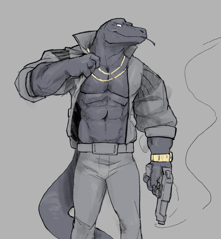 2023 abs anthro belt bottomwear clock clothing dama624 digital_media_(artwork) epic_games fortnite grey_background gun handgun jacket jewelry komodo_dragon lizard male monitor_lizard muscular muscular_anthro muscular_male navel necklace pants pecs pistol pose ranged_weapon reptile scalie shirtless simple_background smile smoke solo thunder_(fortnite) tongue topwear watch weapon wristwatch