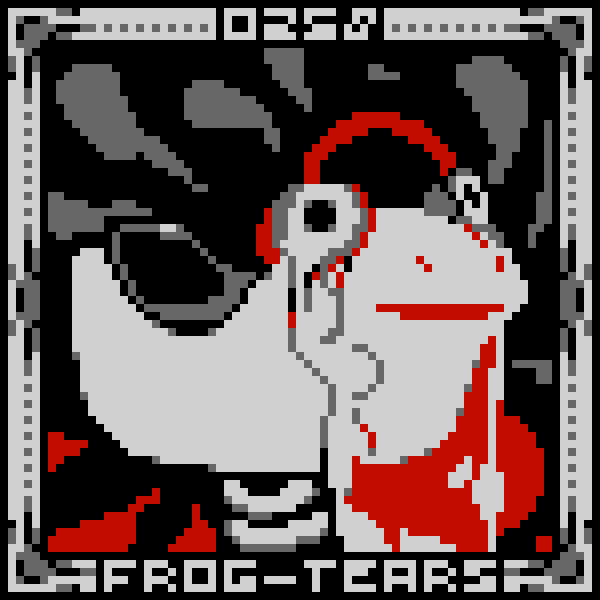 16-bit 1:1 ambiguous_gender amphibian black_background bodily_fluids border crying crying_paint digital_media_(artwork) english_text feral fridge_(scp_pixel_art_collab) frog grey_border grey_text handles living_toy number paint partially_colored pixel_(artwork) plastic restricted_palette scp-258 scp_foundation simple_background solo species_name spring spring_rider tears text