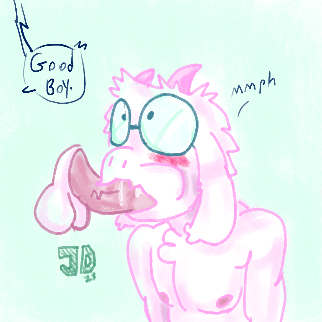 ambiguous_species anthro balls blush bodily_fluids boss_monster bovid caprine cheek_bulge chest_tuft darkner deltarune dialogue drooling duo eyewear eyewear_only fellatio floppy_ears genitals girly glasses glasses_only good_boy green_background grunting horn jimothy_dickerman male male/male mammal nipples nude oral penile penis ralsei saliva sex sideways_oral signature simple_background simple_eyes tuft undertale undertale_(series) vein veiny_penis white_body