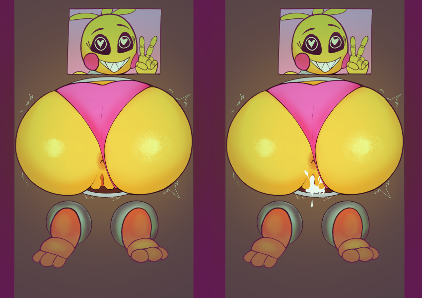 anthro before_and_after bodily_fluids cum cum_in_pussy cum_inside female five_nights_at_freddy's five_nights_at_freddy's_2 genital_fluids glory_hole glory_hole_station hypermega machine male male/female robot robot_anthro scottgames solo solo_focus through_wall toy_chica_(fnaf)
