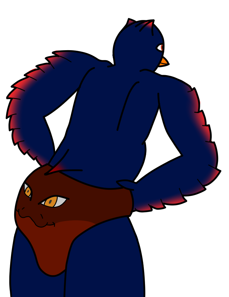 ambiguous_gender animate_inanimate anthro avian bird butt clothed clothing diaper diaper_creature diaper_fetish diaper_only diaper_transformation digital_media_(artwork) duo inanimate_transformation nibbz presenting presenting_hindquarters simple_background topless transformation white_background