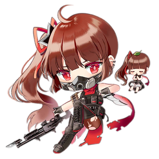 ahoge bayonet black_dress black_footwear black_gloves black_mask black_vest blush blush_stickers boots brown_hair brown_pantyhose chibi closed_eyes combo_fairy_(girls'_frontline) dress ear_piercing fairy_(girls'_frontline) fingerless_gloves full_body gas_mask girls'_frontline gloves gun hair_ribbon holding holding_gun holding_knife holding_weapon knee_pads knife leaf leaf_on_head long_hair looking_at_viewer mask mouth_mask multiple_girls ninja official_art one_side_up own_hands_together pantyhose piercing pouch red_eyes red_ribbon red_scarf ribbon saru scarf shuriken_hair_ornament simple_background thigh_boots third-party_source torn_clothes torn_pantyhose torn_scarf transparent_background very_long_hair vest weapon weapon_request