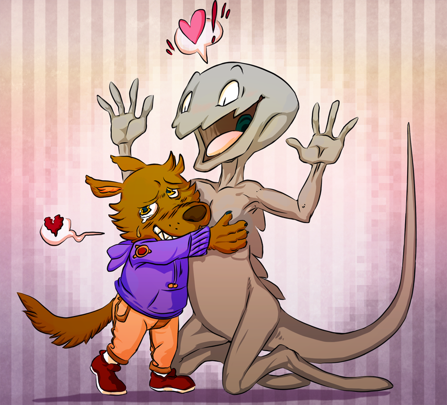 &lt;3 albert_lupine alien anthro ayato bodily_fluids bottomwear brown_nose canid canine canis clothed clothing crying detailed_background duo embrace footwear fully_clothed grey_body grey_scales hoodie hug male mammal open_mouth orange_bottomwear orange_clothing orange_pants pants pattern_background purple_clothing purple_hoodie purple_topwear red_clothing red_footwear red_shoes scales scott_(ayato) shadow shoes simple_background smile socks striped_background tears teeth_showing tongue tongue_showing topwear white_clothing white_footwear white_socks wolf yellow_eyes