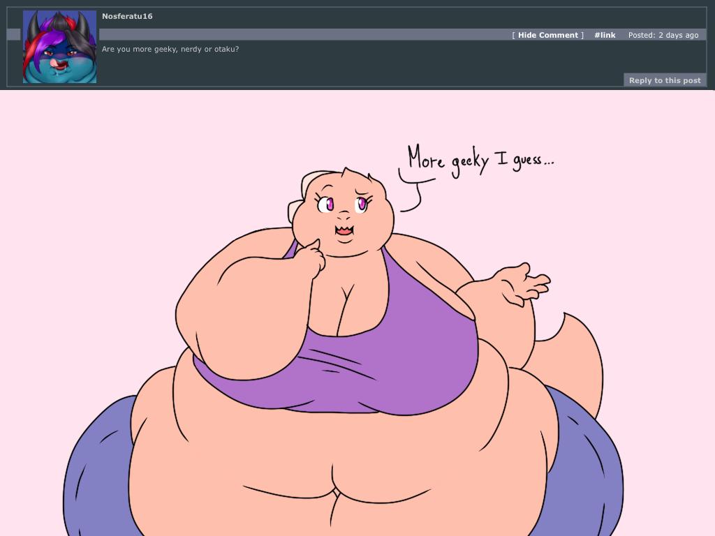 2018 4:3 5_fingers anthro ask_blog batspid2 belly big_belly big_breasts blue_clothing bottomwear breasts cleavage clothed clothing crop_top cutoffs denim denim_clothing dialogue digital_drawing_(artwork) digital_media_(artwork) english_text eyebrows eyelashes female fingers flabby_arms flat_colors frill_(anatomy) head_crest head_frill huge_breasts juna_(batspid2) lizard love_handles membrane_(anatomy) membranous_frill morbidly_obese morbidly_obese_anthro morbidly_obese_female navel obese obese_anthro obese_female open_mouth overweight overweight_anthro overweight_female pink_body pink_skin purple_clothing purple_eyes raised_eyebrow reptile scalie shirt shorts simple_background solo tail text topwear wide_hips
