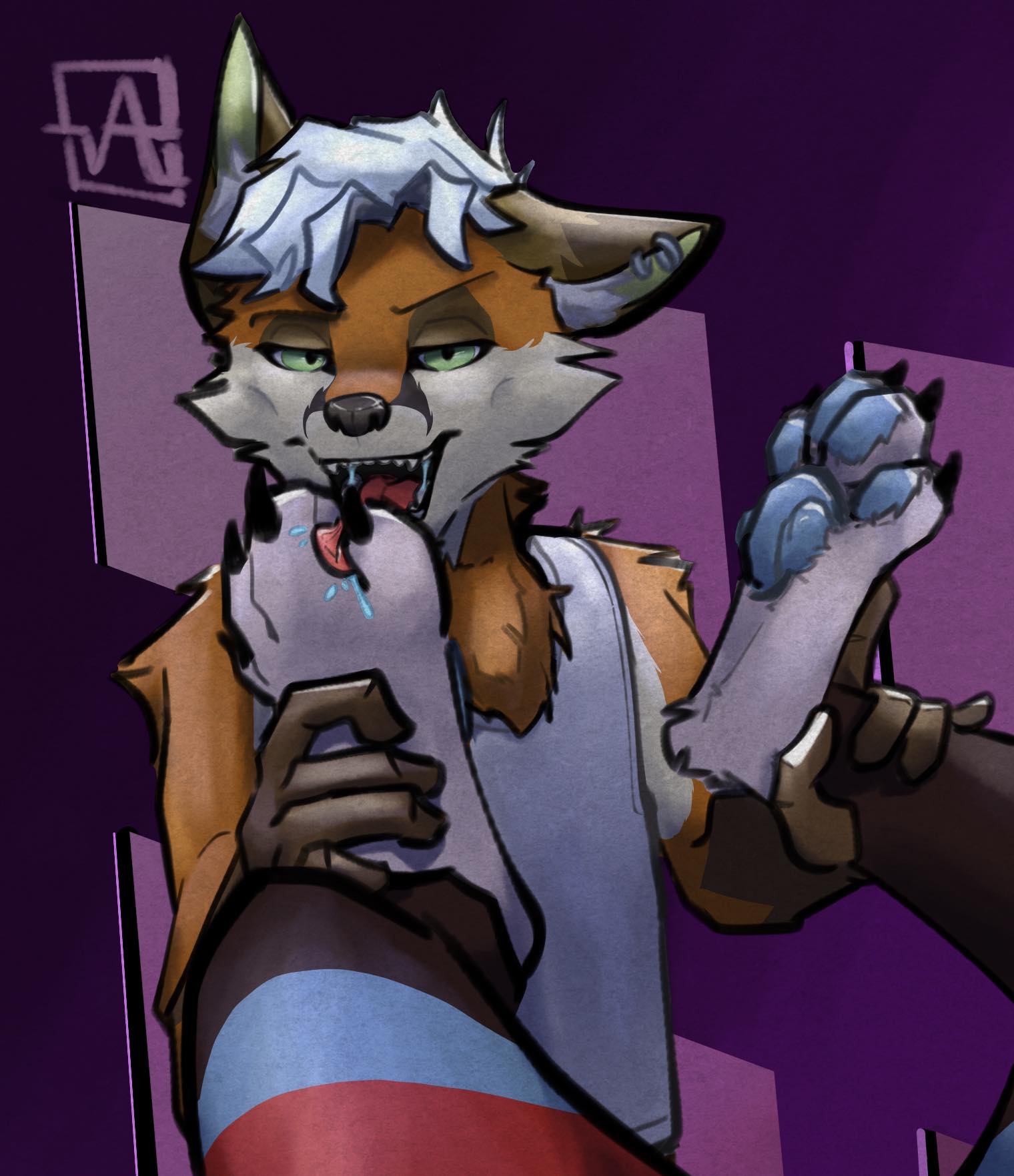 anthro bodily_fluids canid canine duo feet foot_fetish foot_grab foot_lick foot_play footjob fox hi_res hindpaw licking male male/male mammal paws saliva saliva_on_tongue saliva_string sex tongue tongue_out