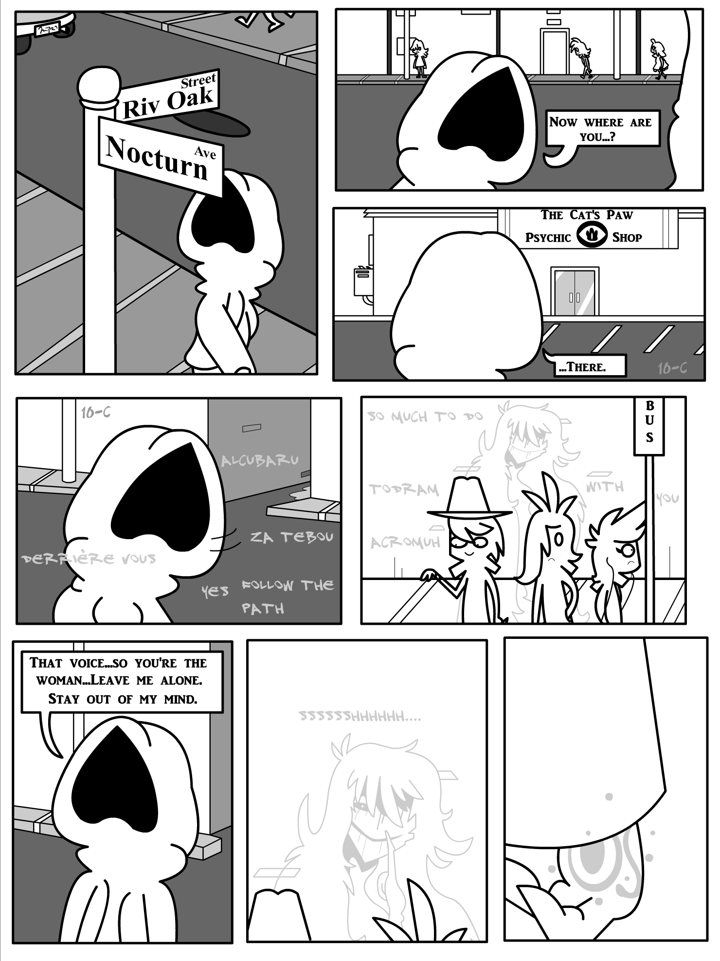 ambiguous_gender background_character bodily_fluids border bubble building car clothed clothing comic dialogue door doorframe english_text female female_(lore) frown greyscale group hat headgear headwear hi_res hoodie human human_only male mammal methigon mivliano_10-c monochrome motion_lines not_furry outside road shane_frost sidewalk sign signpost smile speech_bubble standing symbol tears text topwear vehicle vowelless vowelless_vocalization walking white_border wire