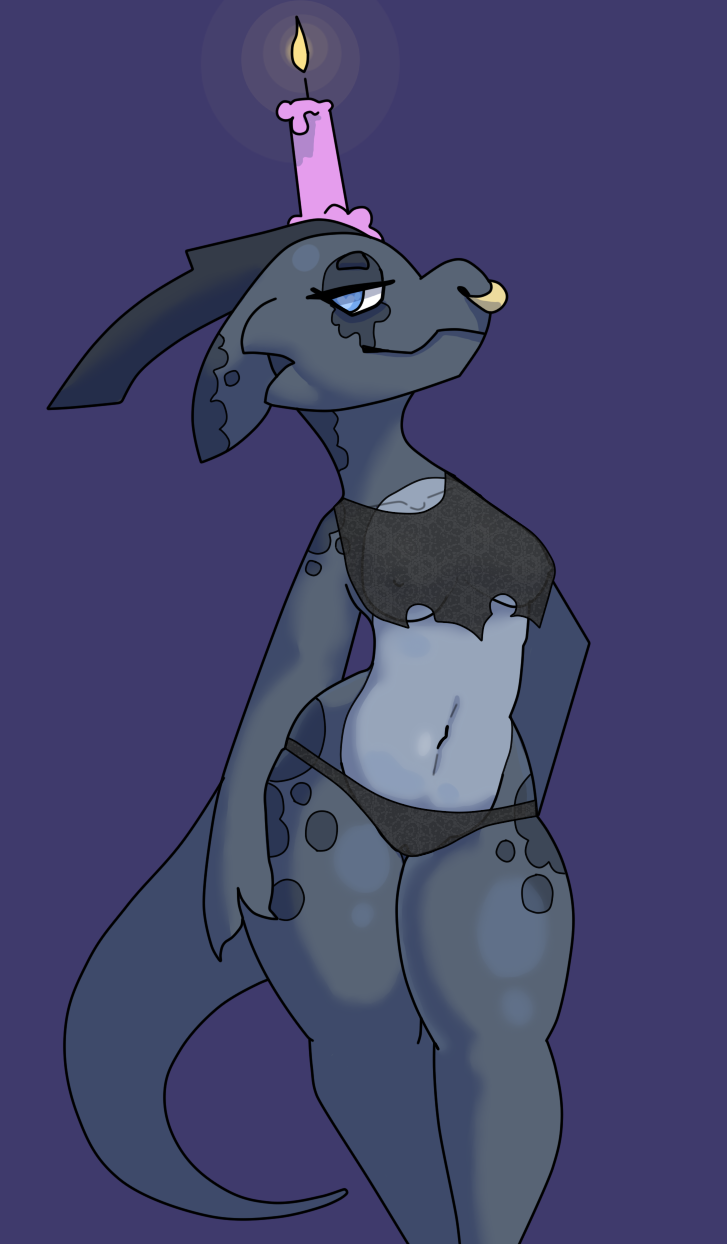 2020 anthro biped black_clothing blue_body blue_ears blue_eyes blue_nipples blue_scales blue_tail candle claws clothing ear_markings eyelashes facial_piercing female grey_body grey_ears grey_horn grey_scales hi_res horn kobold multicolored_body multicolored_scales navel nipples nose_piercing nose_ring piercing ring_piercing scales smile solo squablodecomplash tail thick_thighs topwear translucent translucent_clothing two_tone_body two_tone_scales underwear vex_(squablodecomplash)
