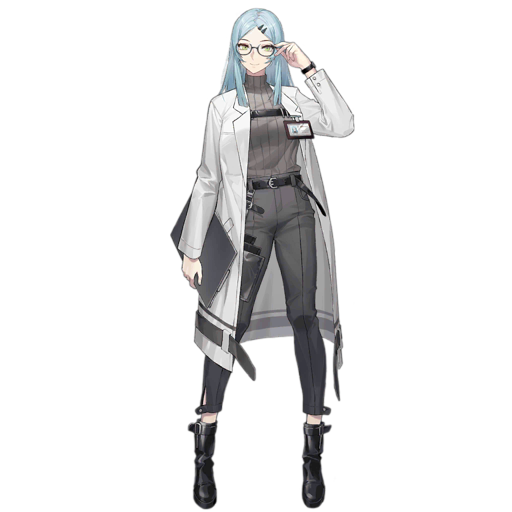 1girl adjusting_eyewear artist_request belt black-framed_eyewear black_belt black_footwear blue_hair boots breasts chest_belt clipboard closed_mouth coat full_body girls'_frontline glasses green_eyes grey_pants grey_sweater hair_ornament hairclip high-waist_pants holding holding_clipboard id_card lab_coat light_blue_hair long_hair long_sleeves looking_at_viewer medium_breasts nele_(girls'_frontline) official_art open_clothes open_coat pants semi-rimless_eyewear sidelocks simple_background smile solo standing sweater transparent_background turtleneck turtleneck_sweater watch white_coat wristwatch