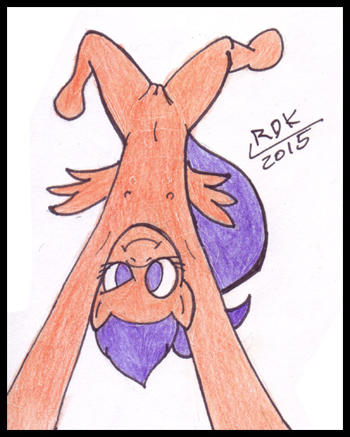 anthro biped equid equine female friendship_is_magic genitals hair handstand hasbro hooves horse low-angle_view mammal my_little_pony nude orange_body pegasus pony purple_eyes purple_hair pussy reddragonkan scootaloo_(mlp) solo traditional_media_(artwork) wings worm's-eye_view