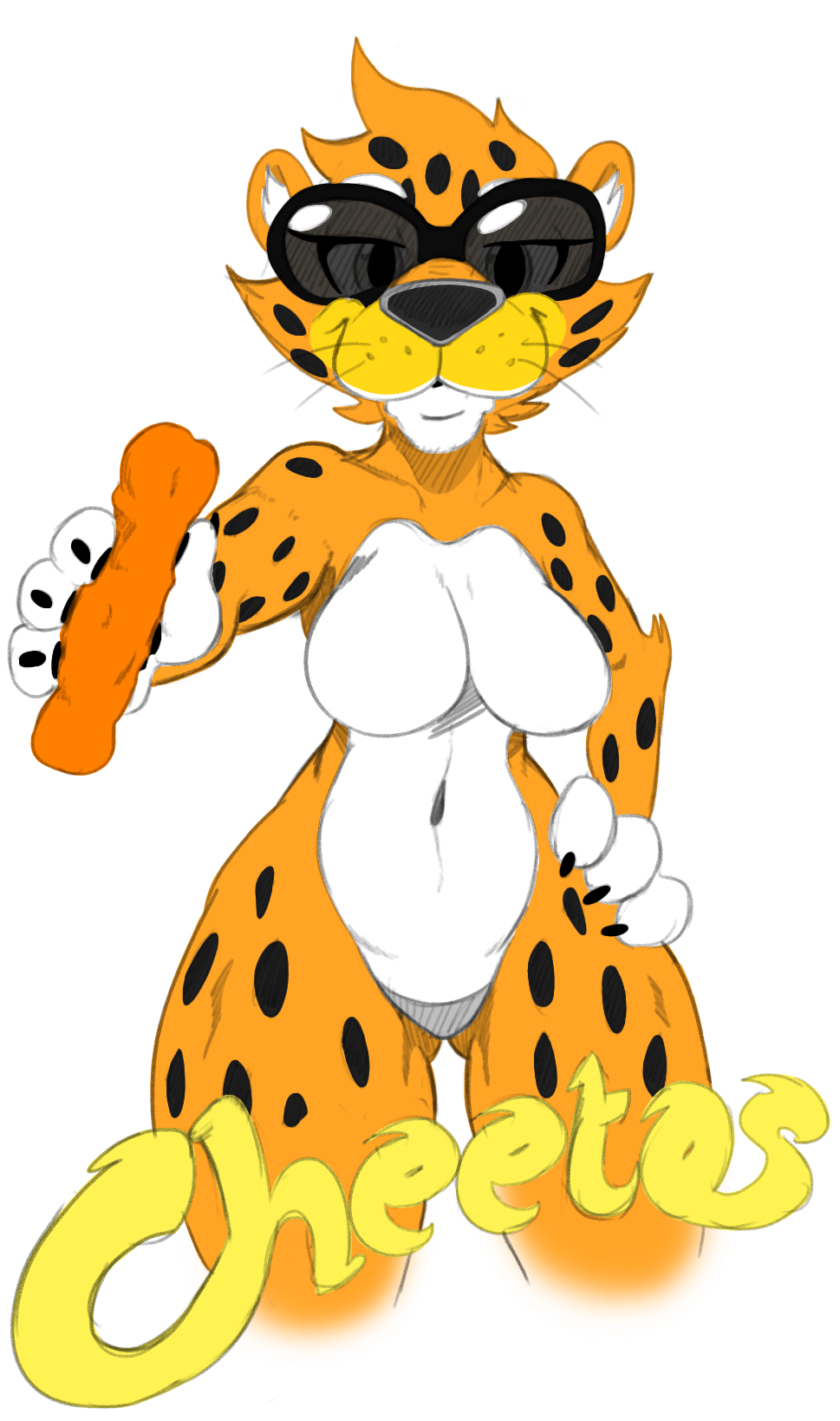 2023 4_fingers alpha_channel anthro arm_tuft assley big_eyes big_glasses big_iris big_nose big_pupils biped black_claws black_eyewear black_glasses black_nose black_spots black_whiskers breasts butt_from_the_front cheek_tuft cheetah cheetos chester_cheetah claws closed_smile countershade_face countershade_torso countershading crossgender curvy_figure deep_navel digital_drawing_(artwork) digital_media_(artwork) elbow_tuft english_text extended_arm eyebrows eyelashes eyelids eyewear eyewear_only facial_tuft featureless_breasts featureless_crotch felid feline female finger_claws fingers flaminhotcheatoes food freckles front_view fur fur_tuft glasses glasses_only glistening glistening_eyes glistening_eyewear glistening_glasses hand_on_hip hand_on_own_hip head_tuft hi_res holding_cheetos holding_food holding_object hourglass_figure humanoid_hands inner_ear_fluff iris looking_at_viewer mammal mascot medium_breasts mostly_nude mostly_nude_anthro mostly_nude_female mouth_closed mtf_crossgender multicolored_body multicolored_fur navel nude offering_cheetos offering_food offering_to_viewer orange_body orange_fur portrait pupils round_ears simple_background smile smiling_at_viewer snout solo spots spotted_body spotted_fur standing text thick_thighs three-quarter_portrait transparent_background tuft whiskers white_body white_eyebrows white_fur white_inner_ear_fluff wide_hips yellow_body yellow_fur yellow_text