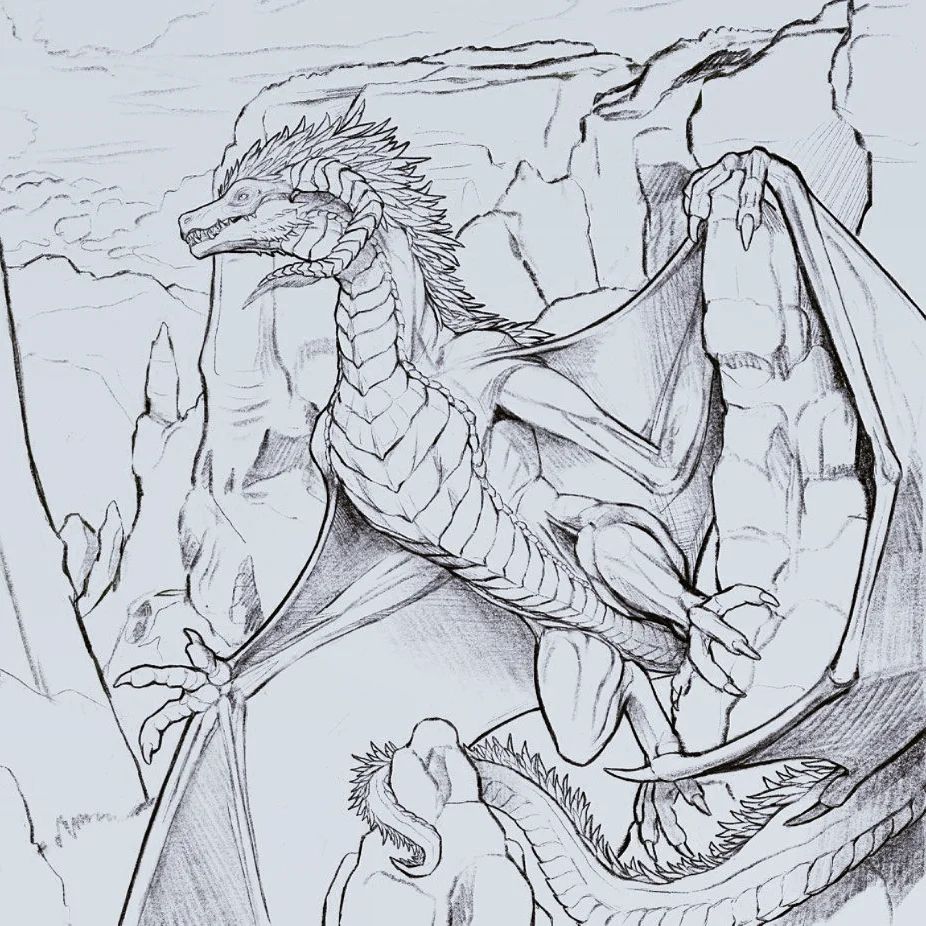 2022 ambiguous_gender belly_scales black_and_white claws cloud curved_horn digitigrade dragon feathers feral full-length_portrait head_feathers horn khyaber long_neck long_tail looking_away membrane_(anatomy) membranous_wings monochrome mountain outside plateau portrait ridged_horn rock roost scales scalie sharp_teeth sketch sky snout solo tail talons teeth toe_claws wing_claws wings wyvern