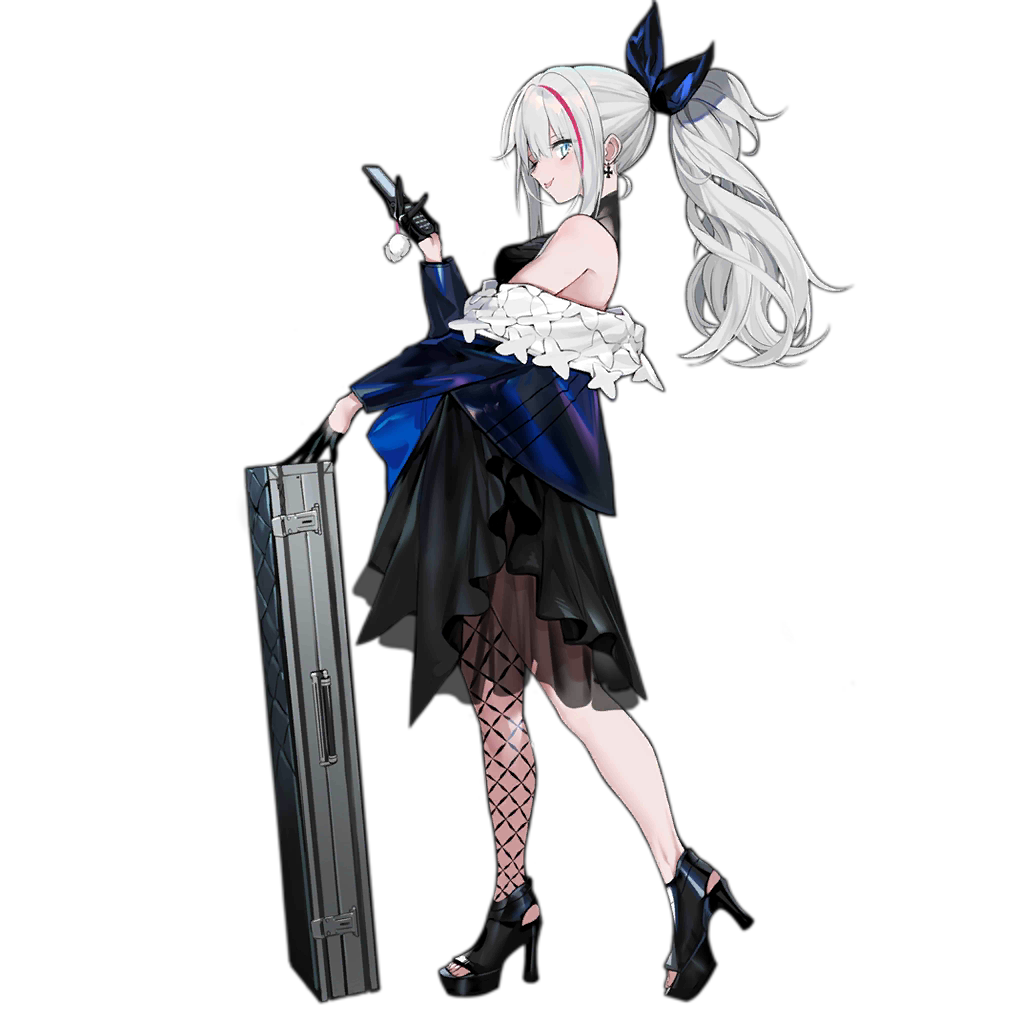 1girl :p black_dress black_footwear black_gloves blue_bow blue_eyes blue_jacket bow breasts cellphone cross cross_earrings dress earrings fishnet_pantyhose fishnets flip_phone full_body girls'_frontline gloves grey_hair hair_between_eyes hair_bow half_gloves high_heels holding holding_phone jacket jewelry long_hair looking_at_viewer mdr_(cocktail_observer)_(girls'_frontline) mdr_(girls'_frontline) multicolored_hair off_shoulder official_alternate_costume official_art one_eye_closed pantyhose phone pink_hair ponytail ran_(bukeranwu) sidelocks simple_background single_fishnet_legwear single_leg_pantyhose solo streaked_hair toeless_footwear toes tongue tongue_out transparent_background weapon_case