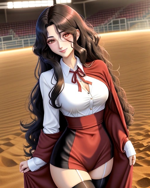 ai-generated bullfighter cape matador muleta non-web_source pantyhose ribbon sand short_shorts shorts thighs tight_clothes