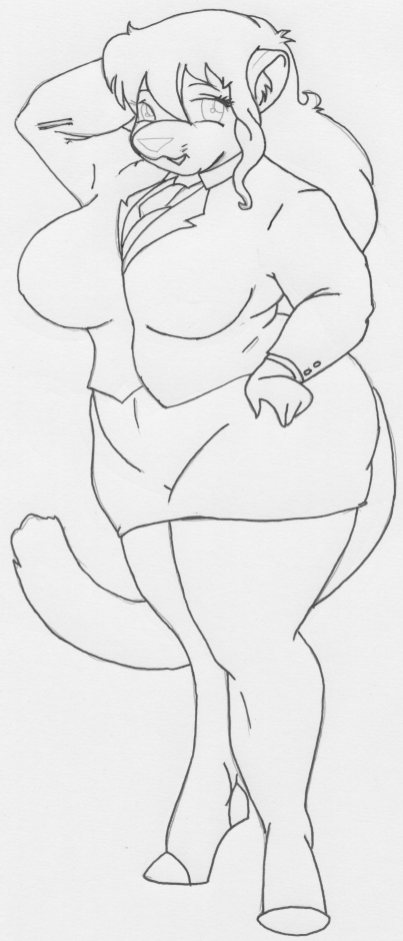 2009 anthro big_butt bottomwear breast_expansion breasts businesswear butt clothed clothing danellz expansion felid female hair hand_behind_head hand_on_hip kathy_(danellz) legwear lion mammal necktie office_clothing open_mouth overweight overweight_anthro overweight_female pantherine sketch skirt solo stockings thick_thighs traditional_media_(artwork) weight_gain