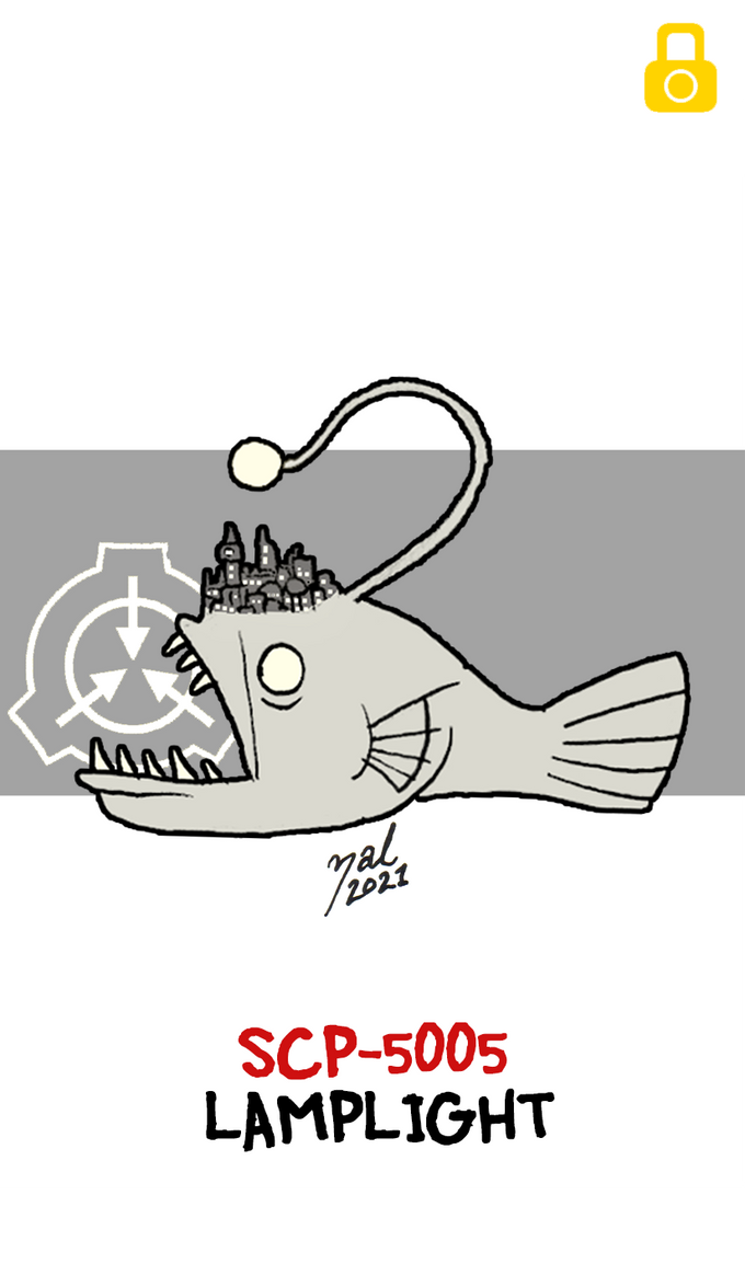 2021 ambiguous_gender anglerfish artist_name black_text city colored corpse dated digital_drawing_(artwork) digital_media_(artwork) empty_eyes english_text esca_(anatomy) feral fin fish fish_tail harkhretian_anglerfish lock_symbol logo lure_(anatomy) macro marine open_mouth red_text scp-5005 scp_foundation sharp_teeth signature simple_background solo tail teeth text white_background yellow_lock_symbol zal-cryptid