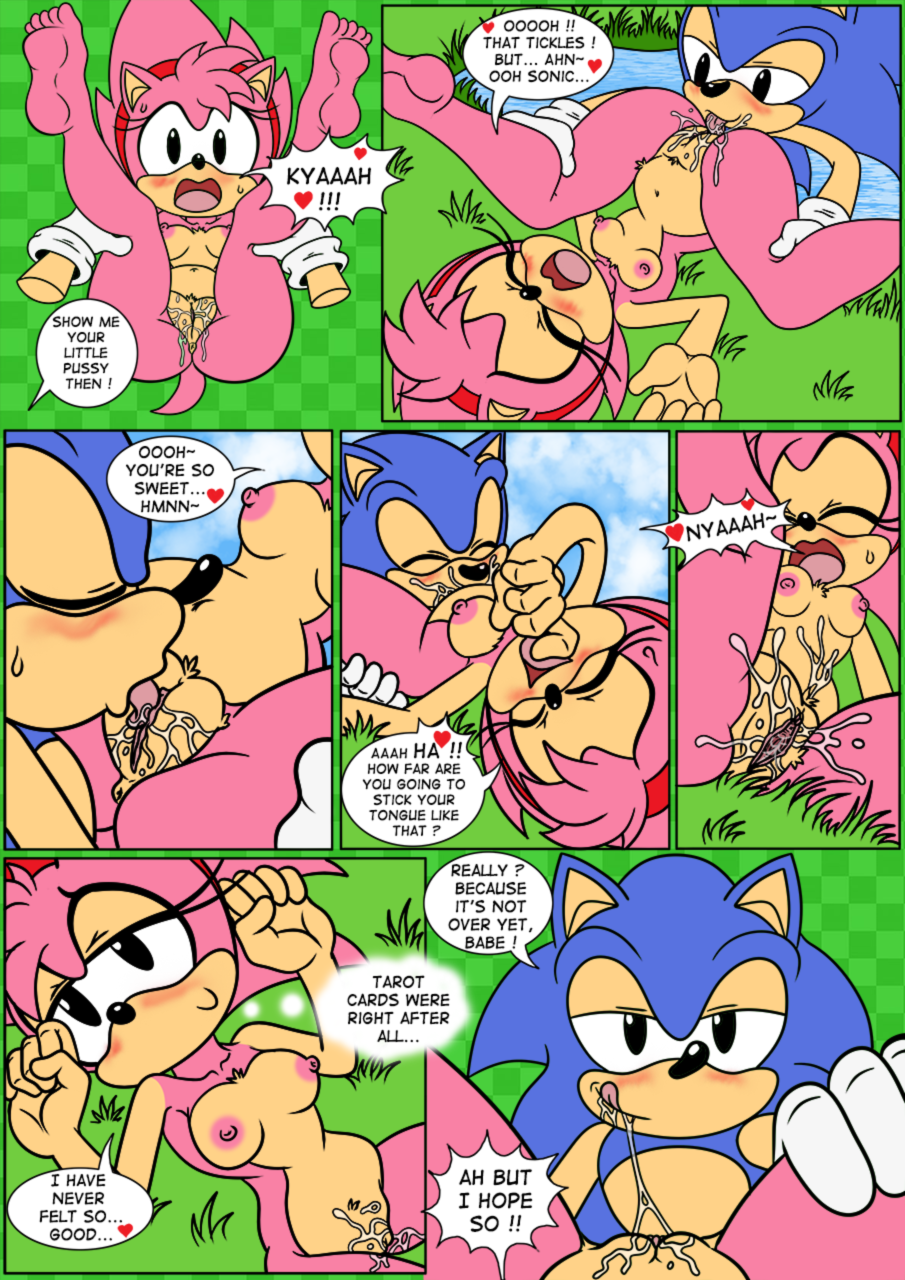 &lt;3 amy_rose anthro bodily_fluids classic_amy_rose classic_sonic classic_sonic_(universe) comic cunnilingus duo eulipotyphlan female genital_fluids genitals grass hedgehog hi_res male male/female mammal nude oral outside_sex plant pussy pussy_juice raianonzika sega sex sonic_the_hedgehog sonic_the_hedgehog_(series) vaginal