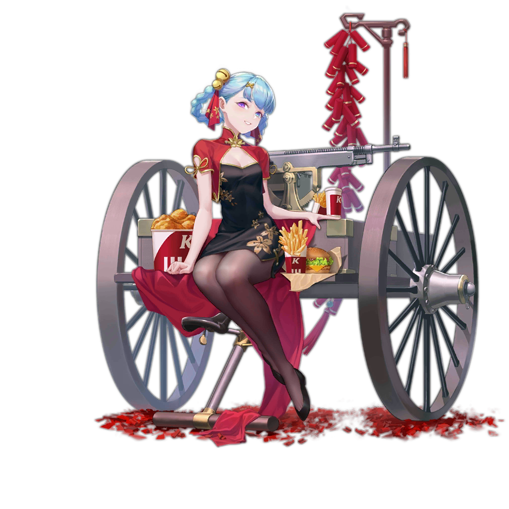 1girl artillery artillery_limber artillery_wheel bell bicycle_seat black_dress black_footwear blue_eyes blue_hair braid breasts brown_pantyhose bucket_of_chicken burger china_dress chinese_clothes cleavage cropped_jacket cup disposable_cup dress firecrackers floral_print food french_fries full_body girls'_frontline hair_bell hair_ornament hair_rings heterochromia high_heels jacket jingle_bell jinyu_lao_honglingjin kfc light_blue_hair looking_at_viewer m1895_cb_(girls'_frontline) m1895_cb_(slipper_orchid)_(girls'_frontline) medium_breasts official_alternate_costume official_art pantyhose petals purple_eyes red_jacket short_sleeves simple_background sitting solo toe_cleavage transparent_background twin_braids wheel
